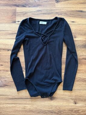 Hollister Black Long Sleeve Crisscross Bodysuit